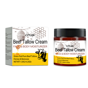 Crème <span class=keywords><strong>Visage</strong></span> Réparatrice Hydratante et Lissante à Base de Suif de Bœuf Nourri à l'Herbe et Miel, Répare la Barrière Cutanée, Marque Privée Personnalisée - Product Image 1