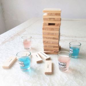 Fun House Party 4 Gafas 60 Bloques apilables de madera Juguetes Set Drunken Tumbling Tower <span class=keywords><strong>Juego</strong></span> para beber - Product Image 3