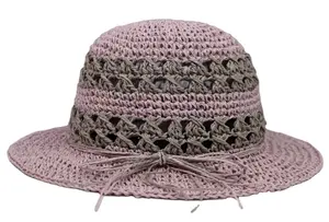 All'ingrosso stile popolare di paglia di carta Crochet per bambini estate cappello a secchiello con il nuovo modello per il bambino