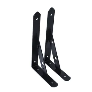 Heavy Duty Brackets Shelf Brackets 16 Inch For Floating Shelf Heavy Duty Wall Mount L Bracket 90 Degree Triangle Corner Bracket With Gusset-Black