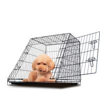 Cage de transport inclinée noire sur mesure pour animaux de compagnie, robuste, pliable, avec plateau en plastique, portable pour voiture