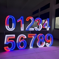 Pas de MOQ, lettres géantes LED en métal IP65 étanches, 3ft, 4ft, 5ft, ensemble complet de chiffres 0-9, pour la publicité, les fêtes, les mariages, la décoration