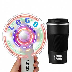 Mini ventilateur portable personnalisé avec logo, affichage LED, idéal pour les mariages, événements professionnels, cadeaux promotionnels et souvenirs pour invités. - Product Image 1