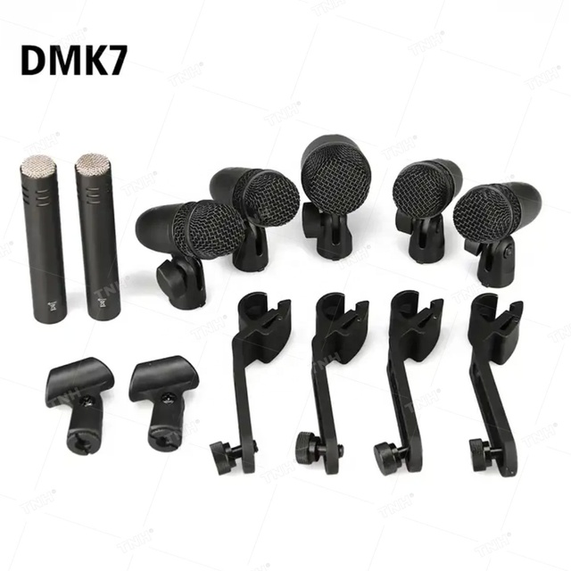 TNH Drum Mics PGDMK6-XLR Drum Microphone Kit 7 Pieces Handheld Wired Microphones for Bass Amp Kick Tom Snare Drum Percussion Mic