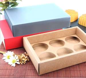 Personalizza Il commercio all'ingrosso Della Cina A Buon Mercato 6pcs Interno Da Dessert Dolci Torta Scatola di Imballaggio con il sacchetto del PVC Manica Kraft Carta Scorrevole Scatole per cibo - Product Image 3