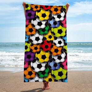 FF3882 Impression 3D Football Yoga Gym Piscine <span class=keywords><strong>Serviette</strong></span> de <span class=keywords><strong>bain</strong></span> à séchage rapide <span class=keywords><strong>Serviette</strong></span> de plage surdimensionnée en microfibre très absorbante sans sable - Product Image 1