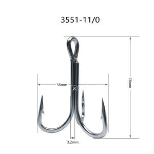 Dorisea 4X Mạnh Mẽ Thép Không Gỉ <span class=keywords><strong>treble</strong></span> Câu Cá Móc Lớn Trò Chơi Thu Hút/Float Câu Cá Cho Hồ Vị Trí Kích Thước 2/0 Để 12/0 - Product Image 4