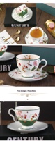 Strawberry Garden Simple Bone China Ensemble de tasses à café à deux tasses Moderne pour la fête Tasse en céramique faite à la main pour le café Cadeau pratique Original