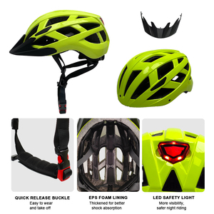 自転車用ヘルメット 大人用 自転車ヘルメット LEDテールライト付き 調整可能 軽量 EPS素材 通気性 カスタムサイクリングヘルメット - Product Image 3
