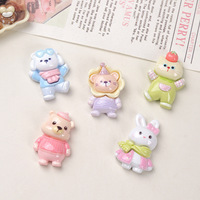 Breloques en résine DIY Lapin et Ours de dessin animé, accessoires animaux printaniers pour pinces à cheveux, coques de téléphone, boucles de chaussures