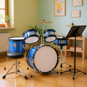Batterie de percussions Vevor Junior 5 pièces, grosse caisse de 14 pouces, bleu ciel, en plastique, pour enfants et débutants - Product Image 2