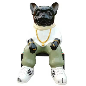 Sculpture de <span class=keywords><strong>chien</strong></span> en résine personnalisée pour décoration extérieure, statue d'animal en fibre de verre, statue de bouledogue français grandeur nature - Product Image 6