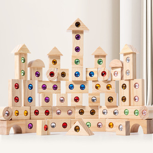 Classic New Beech Wood Gemstone Building Block Set Unpainted Logs for Montessori Educational Toys Gem Stacking Toy - Product Image 2