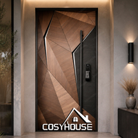 Porte pivotante en bois massif moderne de luxe, porte d'entrée en bois sur mesure pour entrée de villa