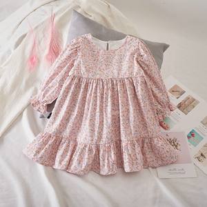 Robes pour Filles en Bas Âge GR48 en Coton Casual, Style Princesse, Manches Longues, Imprimé Floral, Longueur Genou, Robe Écologique Respirante - Product Image 1