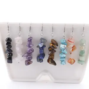 Wholesale Statement Natural Healing Crystal Drop Earrings Natural Moonstone Rose Quartz Drop Dangle Earrings