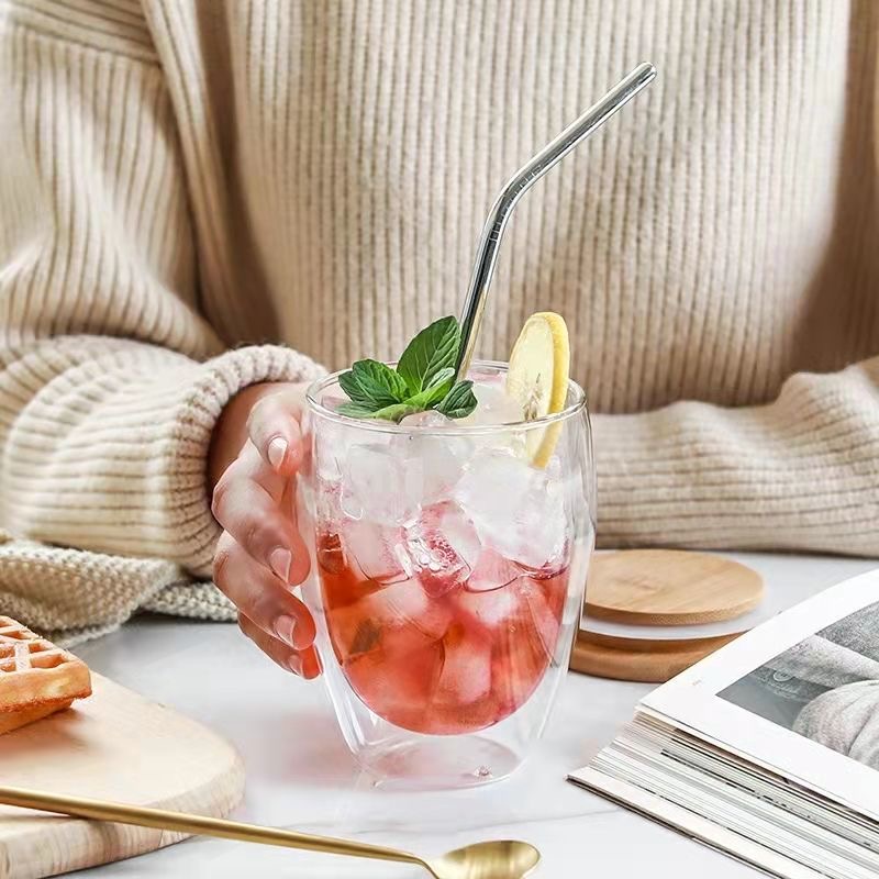 250/350/450ml double wall glass coffee tea cup