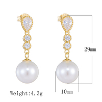 KE5376 Elegantes Pendientes de Perlas Colgantes para Regalo, Joyería Artesanal de Madreperla para Damas