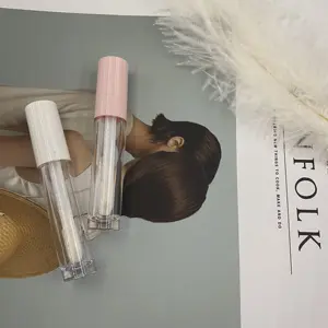 Branco eco em estoque venda quente gordura bonito tubo de brilho labial com pincel grande 8 maquiagem recipiente de embalagem de cosméticos ml