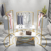 Présentoirs en tissu doré pour femmes et hommes Boutique de vêtements Fournitures Présentoirs de vêtements pour magasin de vêtements