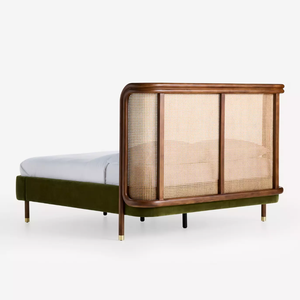 <span class=keywords><strong>Cama</strong></span> de madera maciza de alta calidad, estilo nórdico minimalista, tejida, doble, grande, para dormitorio de villa, hecha de madera. - Product Image 4