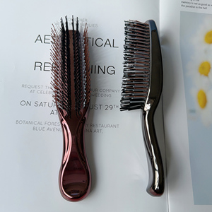 Brosse de massage du cuir chevelu de luxe la plus vendue, électroplaquée, à double poils en nylon, pour le soin des méridiens du cuir chevelu, démêlante pour cheveux humides et secs - Product Image 6
