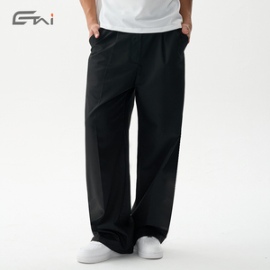Summer Casual <strong>Black</strong> Baggy Formal Wide Leg Pleated Trousers Custom Mens <strong>Work</strong> Dress Suit <strong>Pants</strong> High Quality - Product Image 2