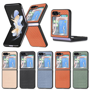 Funda protectora de cuero PU de fibra de carbono para PC dura de lujo para Samsung <span class=keywords><strong>Galaxy</strong></span> <span class=keywords><strong>Z</strong></span> <span class=keywords><strong>Flip</strong></span> 5 Flip4 <span class=keywords><strong>Fold</strong></span> 5 4 <span class=keywords><strong>3</strong></span> - Product Image 1