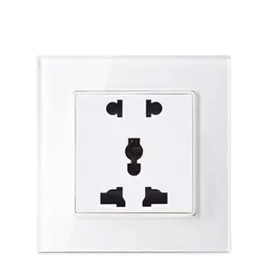 Smartdust Universal Type 86 Tempered Glass Panel 5 Pin 10A Power Wall Socket Outlet