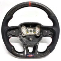 Volant en fibre de carbone noir de haute qualité pour Dodge Challenger Hellcat SRT Charger Grand Cherokee
