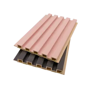 Pemasangan Cepat Tahan Air Dekorasi Dado Dalam Ruangan Bergalur Papan Langit-langit Dinding Warna Pink PVC Panel Dinding Terintegrasi