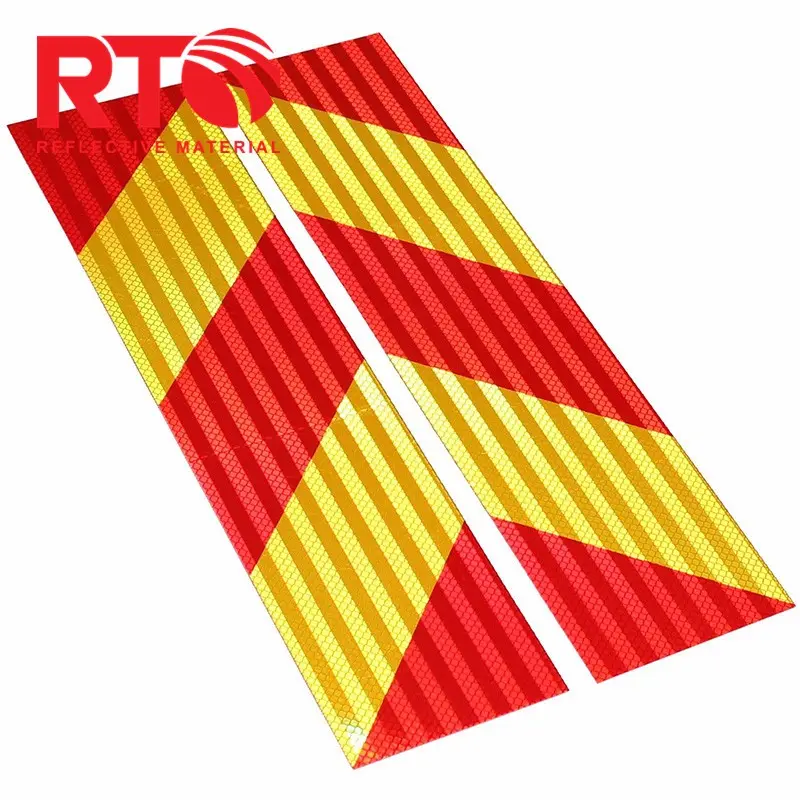 Stiker pantul untuk truk, 135mm x 565mm peringatan merah kuning pita reflektif bahan penanda belakang piring reflektif