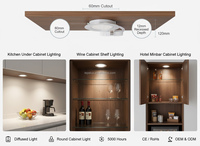 Éclairage LED pour armoire, spot encastré rond, petit spot de 60 mm, lumière diffusée pour vitrine 5046-42-1