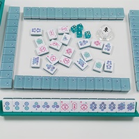 Jeu de Mahjong Américain Haut de Gamme en Acrylique à 3 Couches, Édition Papillon Bleu Cristal Transparent, 160 Pièces Standard, Jeu de Société Tic Tac Toe