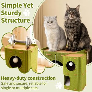 Thickened 2-Layer Felt Cat <b>Bed</b> Soft Washable Pet Cave with Removable Cover Orthopedic Polyester Fill for Indoor Cats Animals - Product Image 5