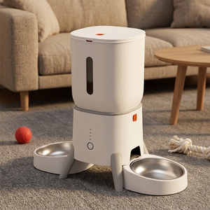 Comedero Doble para Mascotas con Control por Aplicación WiFi, Dispensador Automático de Comida para Mascotas, Diseño Moderno, Plástico Blanco, Uso en Interiores - Product Image 1
