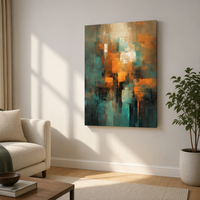 Impressions sur toile d'art déco moderne B&C, décor mural texturé coloré, blocs géométriques personnalisés de grande taille
