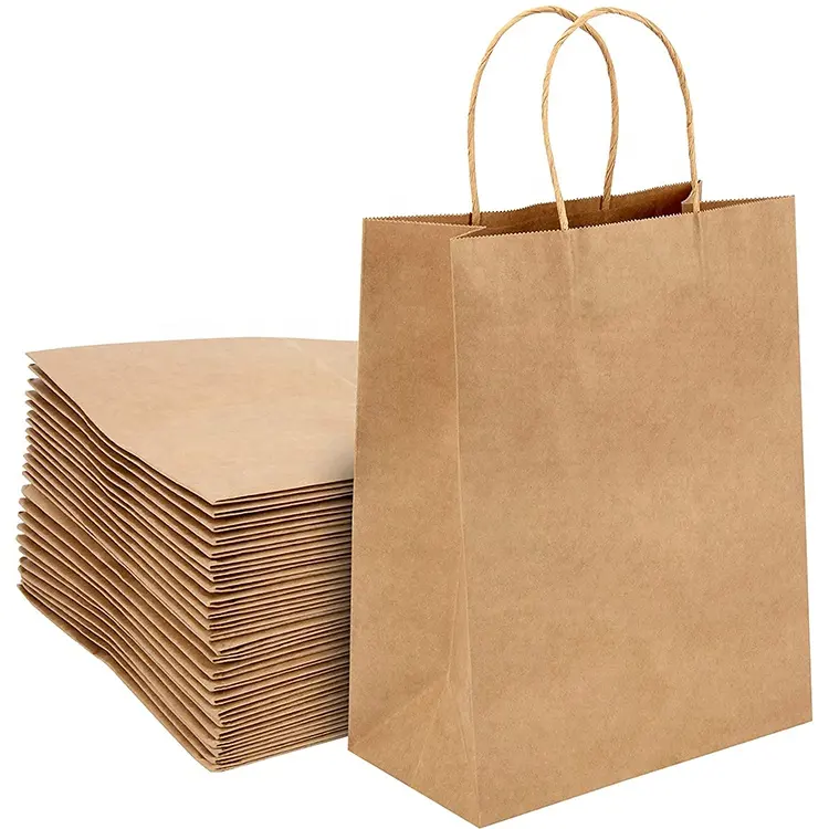 Campioni GRATUITI Eco friendly Borse da Festa su misura Personalizzati Piccolo Regalo di Carta Kraft Sacchetti di Carta Marrone con Manici All'ingrosso