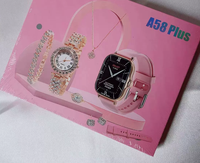 Montre connectée A58 Plus avec grand écran de 2,02 pouces, bracelet de suivi de fréquence cardiaque, montre connectée sportive avec bijoux pour femmes