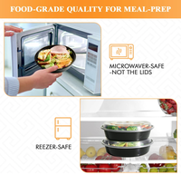 Boîte alimentaire en plastique noir jetable en PP, 16OZ, 24OZ, 28OZ, 32OZ, 38OZ, avec couvercle transparent