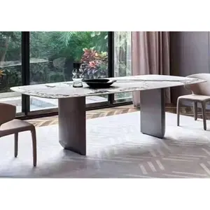 Hot-Selling Product AJ300 Stainless Steel Ceramic Panel Grey Gold Dining Table Furniture