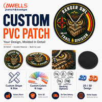 Patch moral personnalisé en PVC 3D, motif hibou, rond, pour sacs à dos tactiques, chapeaux, vestes, équipement de plein air AWELLS