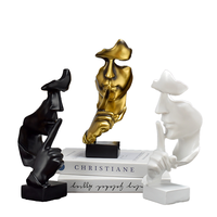 Statue abstraite personnalisée de style européen, le silence est d'or, ornements en résine peints à la main, petite décoration créative pour salon et bureau