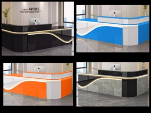 แผนกต้อนรับมุมโค้งไฮเอนด์สำหรับเคาน์เตอร์บาร์ของบริษัทในโรงแรมห้างสรรพสินค้า-โต๊ะบริการลงทะเบียนเงินสด - Product Image 3