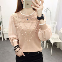 Chemise en mousseline de soie à manches longues pour femmes, nouvelle arrivée automne, taille plus, dentelle tendance