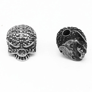 Cuentas espaciadoras con forma de calavera de Yunnique, de acero inoxidable, estilo retro, para la fabricación de pulseras, componentes de joyería de forma redonda. - Product Image 5