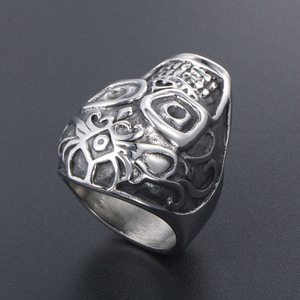 Skull <b>Ring</b> Men's Titanium Steel Jewelry SA748 Metal Retro Geometric Design Gift Fashion <b>Rings</b> - Product Image 3