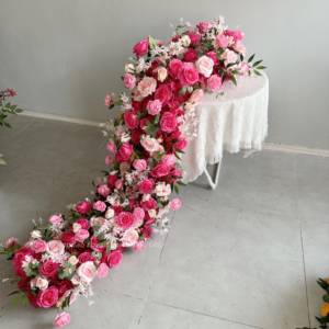 Camino de Mesa de Flores Artificiales de Seda en Degradado Rosa Intenso |   Creador de Ambiente Moderno de Alta Calidad Hecho en Shandong para Escenas de Boda, Entrega Rápida - Product Image 5