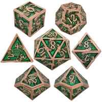 Dés polyédriques Feeron personnalisés en alliage de zinc bleu gravé, écologiques, motif écaille de dragon, 7 pièces, pour jeux de rôle D&D, fantastiques, science-fiction, modernes