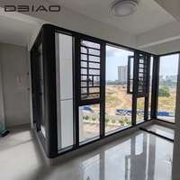 Ventana Abatible Moderna de Aleación de Aluminio Insonorizada, Doble Vidrio Templado, Barandilla de Seguridad, Aislada, Apertura Lateral, Calificada por Energy Star